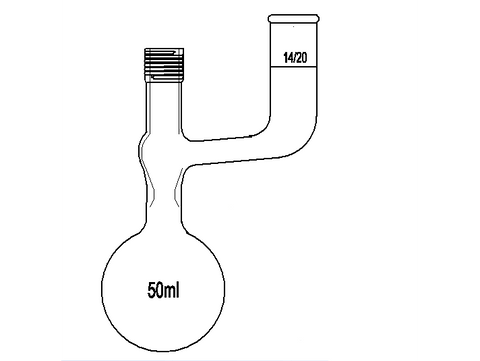 MSE PRO Solvent Storage Ball Bottle, Grinding Mouth: 14/20, 50mL, New 8mm High Vacuum Valve