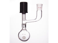 MSE PRO Solvent Storage Ball Bottle, Internal Grinding Mouth, 14/20, 25mL, 4mm High Vacuum Valve