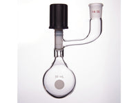 MSE PRO Solvent Storage Ball Bottle, Internal Grinding Mouth, 14/20, 50mL, 4mm High Vacuum Valve