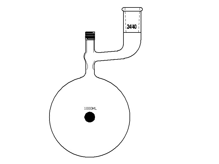 MSE PRO Solvent Storage Ball Bottle, Grinding Mouth: 24/40, 1000mL, New 8mm High Vacuum Valve
