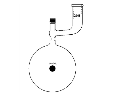 MSE PRO Solvent Storage Ball Bottle, Grinding Mouth: 24/40, 1000mL, New 8mm High Vacuum Valve