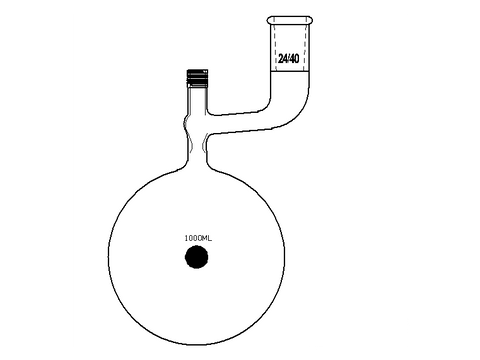 MSE PRO Solvent Storage Ball Bottle, Grinding Mouth: 24/40, 1000mL, New 8mm High Vacuum Valve