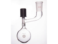 MSE PRO Solvent Storage Ball Bottle, Internal Grinding Mouth, 24/40, 100mL, 4mm High Vacuum Valve