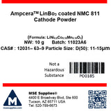 Ampcera® Lithium Niobium Oxide, LiNbO<sub>3</sub> (1wt%) coated NMC 811 Cathode Powder, 10g - MSE Supplies LLC