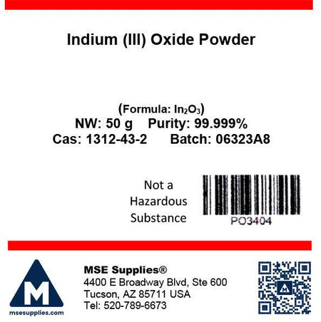 MSE PRO Indium (III) Oxide ( In<sub>2</sub>O<sub>3</sub>) 99.999% 5N Powder, Chemicals and Compounds, MSE Supplies LLC, MSE Supplies
