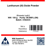 MSE PRO Lanthanum (III) Oxide (La<sub>2</sub>O<sub>3</sub>) 99.999% 5N Powder - MSE Supplies LLC