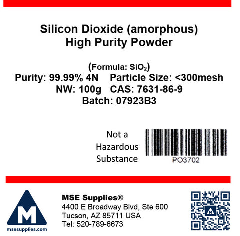 MSE PRO Silicon Dioxide (amorphous), SiO<sub>2</sub> 99.99% 4N High Purity Powder - MSE Supplies LLC