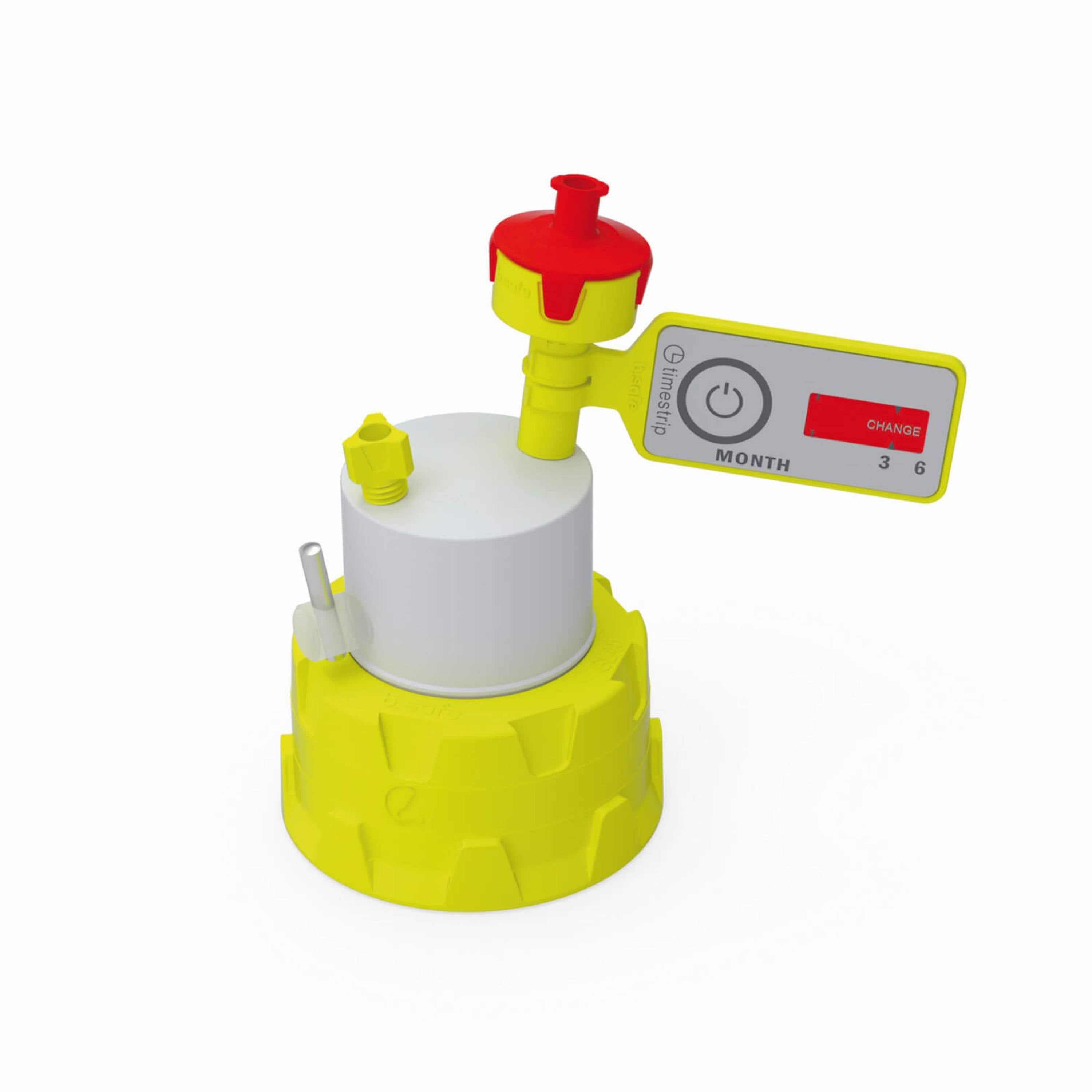 b.safe Cap GL45 with Stopcocks (2x UNF 1/4" ) (PTFE/PP-GF )