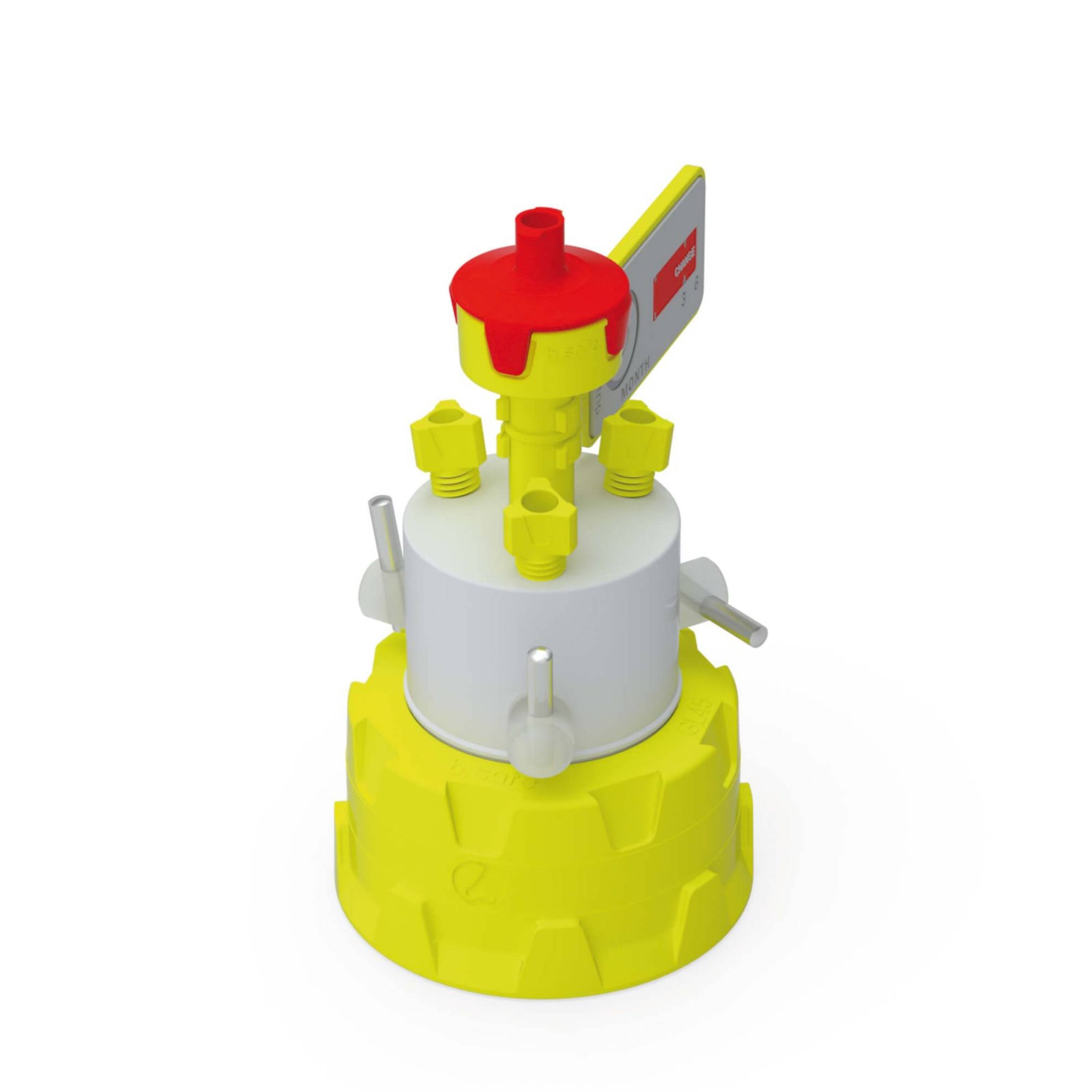 b.safe Cap GL45 with Stopcocks (4x UNF 1/4" ) (PTFE/PP-GF )