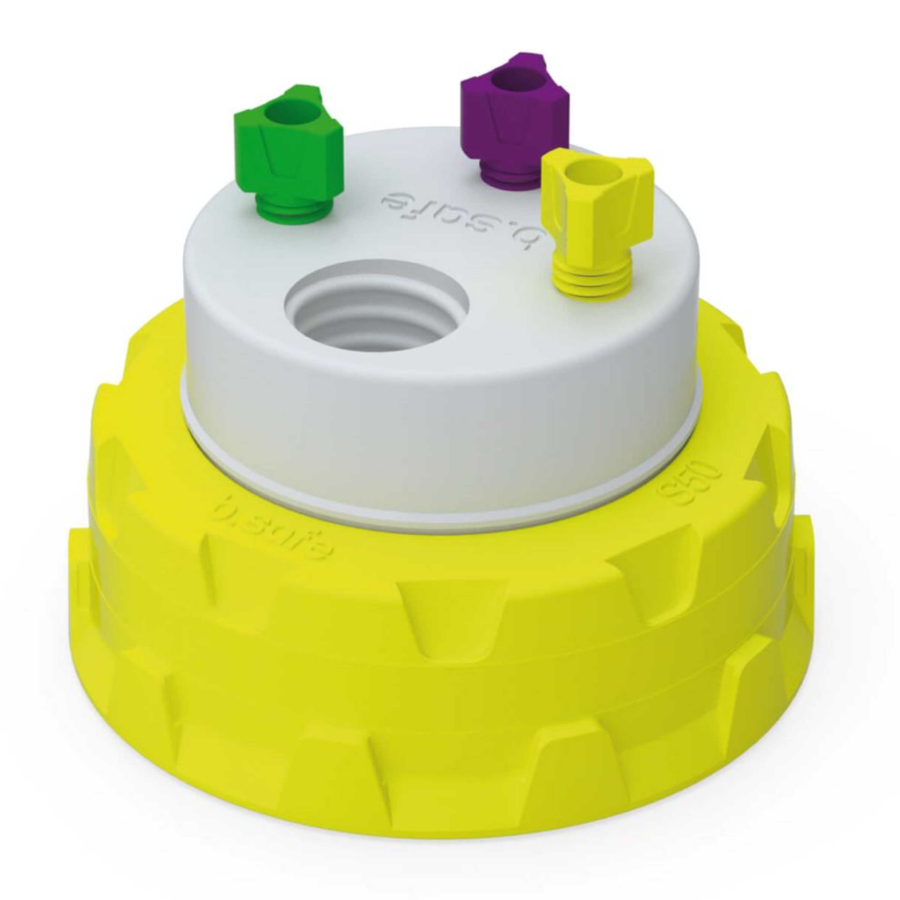 b.safe Waste Cap S50 (3x UNF1/4", 1x GL14 ) (PTFE/PP-GF )