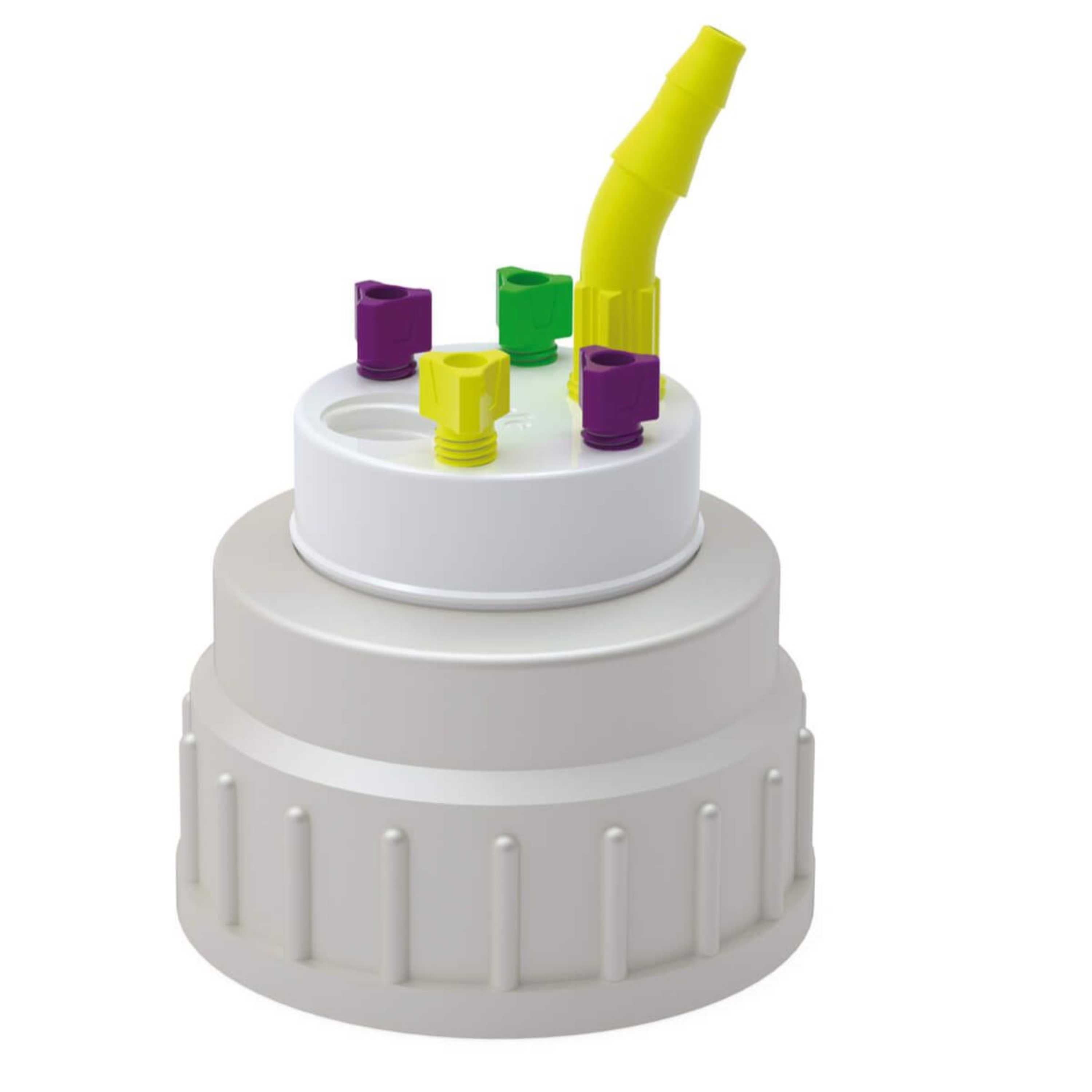 b.safe Waste Cap B53 (4x UNF1/4", 1x GL14, 1x NPT1/8" ) (PTFE/PP )