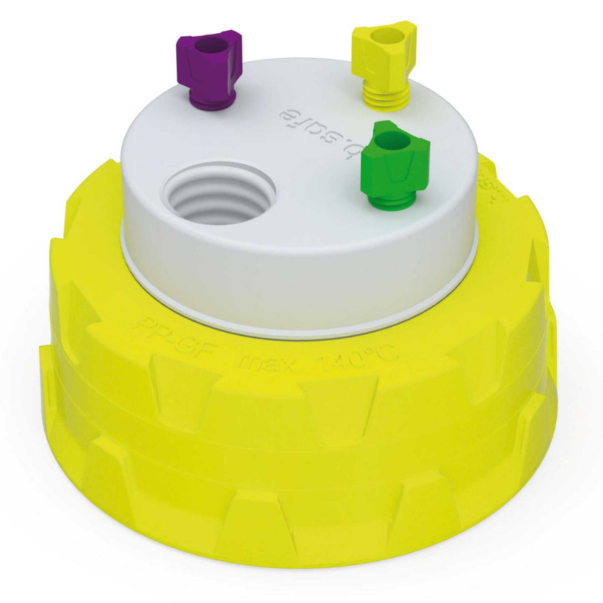 b.safe Waste Cap S60 (3x UNF 1/4", 1x GL 14 ) (PTFE/PP-GF )