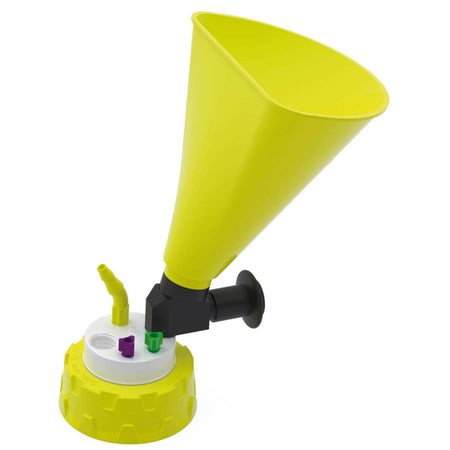b.safe Waste Cap S60 with Funnel (2x UNF1/4", 1x GL14, 1x NPT1/8" ) (PTFE/PP-GF )