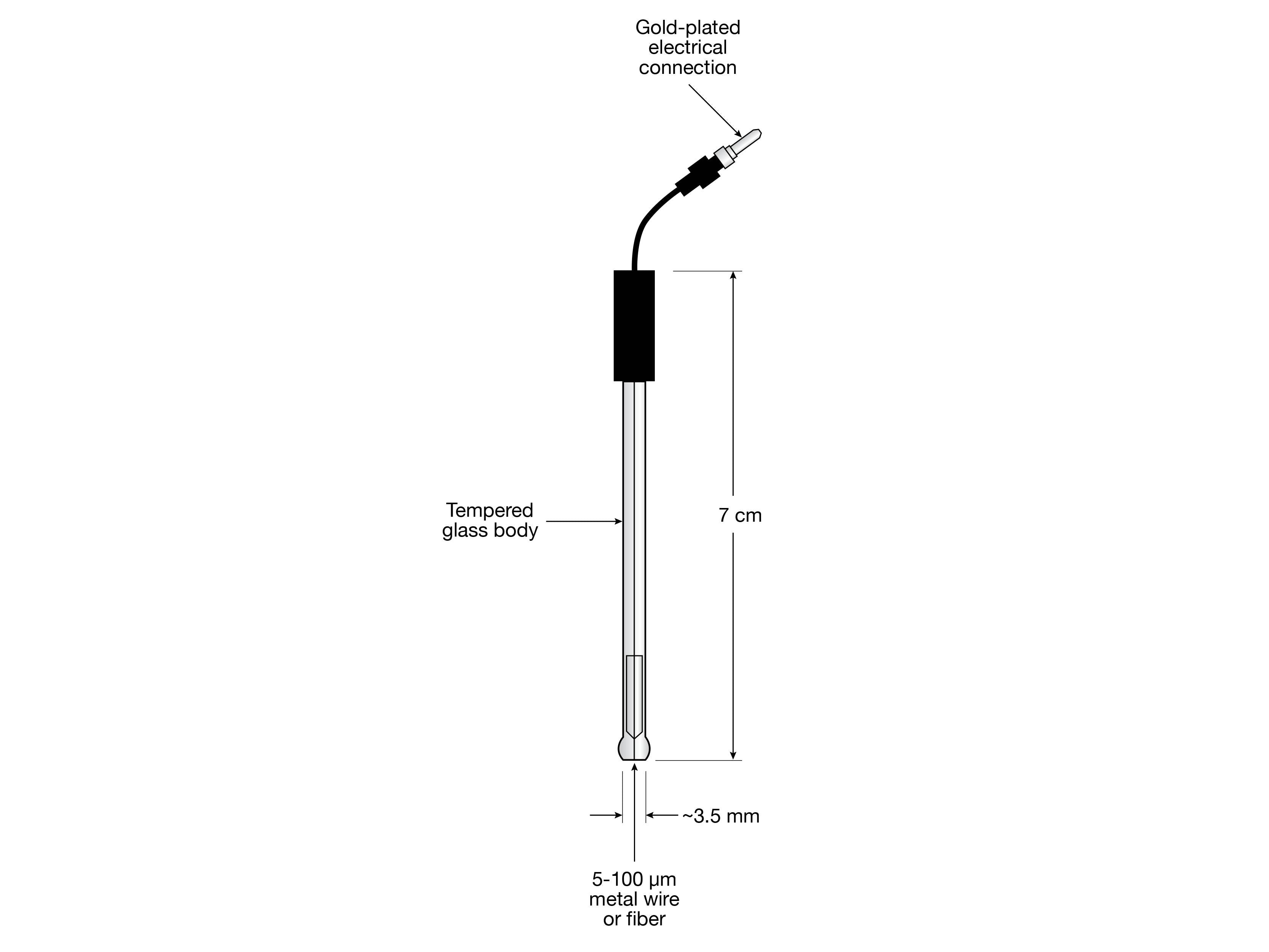 BASi Platinum Microelectrode - 10 µm Diameter, Electrochemical Products, BASi, MSE Supplies