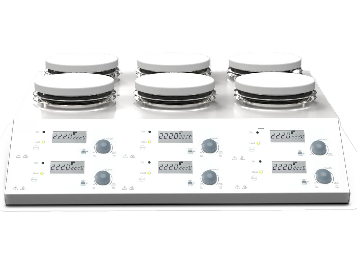 MSE PRO 6 Channel LCD Digital Hotplate Magnetic Stirrer, Up To 280℃, Stirrers, MSE Supplies LLC, MSE Supplies
