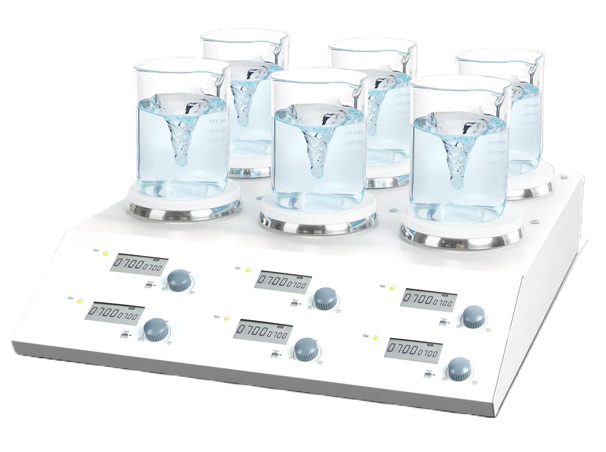 MSE PRO 6 Channel LCD Digital Magnetic Stirrer, Stirrers, MSE Supplies LLC, MSE Supplies