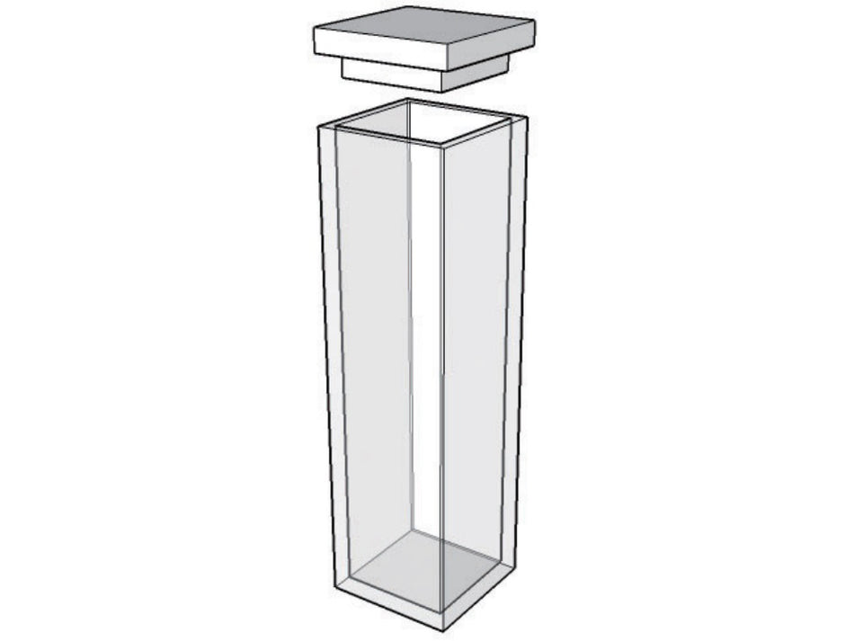 MSE PRO Standard Fluorescence Cuvettes With Lid, 100mm Path Length, Optical Glass (340nm-2500nm), Laboratory Spectrometers and Spectrophotometers, MSE Supplies LLC, MSE Supplies