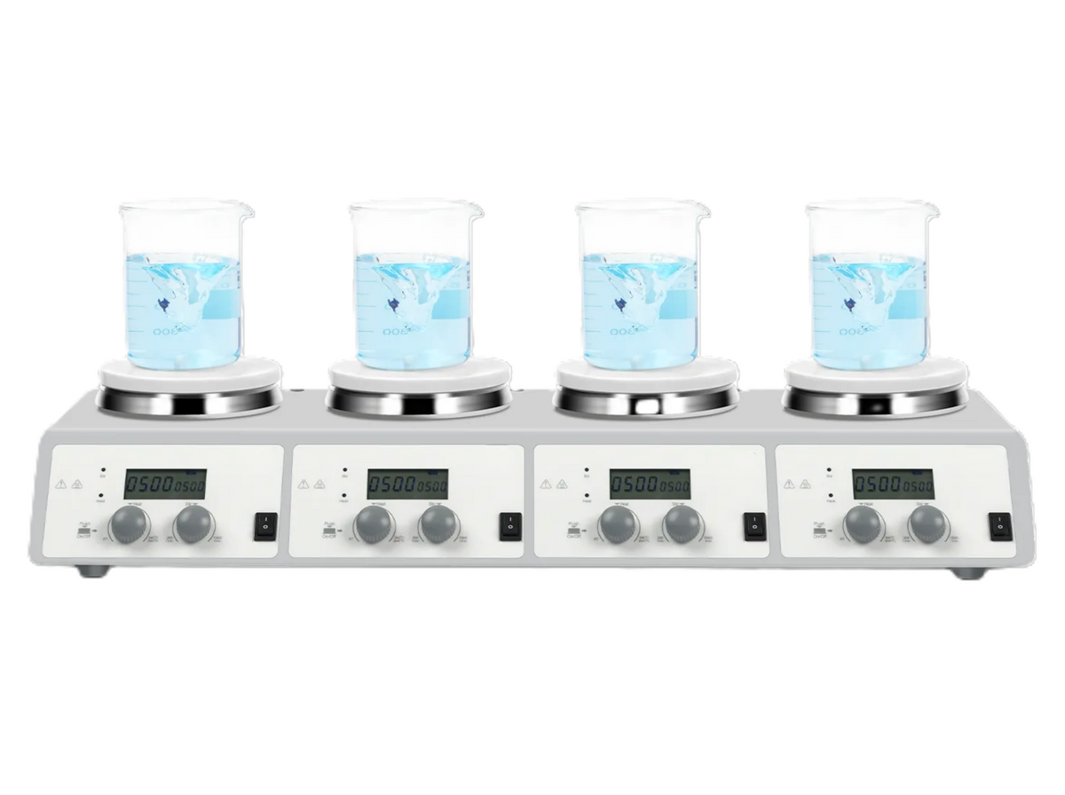 MSE PRO LCD 4-Channel Digital Magnetic Hotplate Stirrer, Up To 340℃, Stirrers, MSE Supplies LLC, MSE Supplies