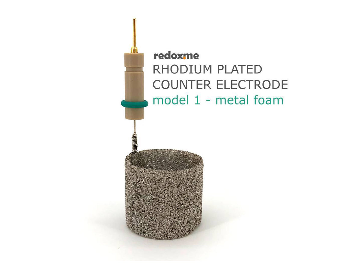 Rhodium Plated Counter Electrode, Model 1 – Metal Foam, Electrochemical Products, Redox.me, MSE Supplies