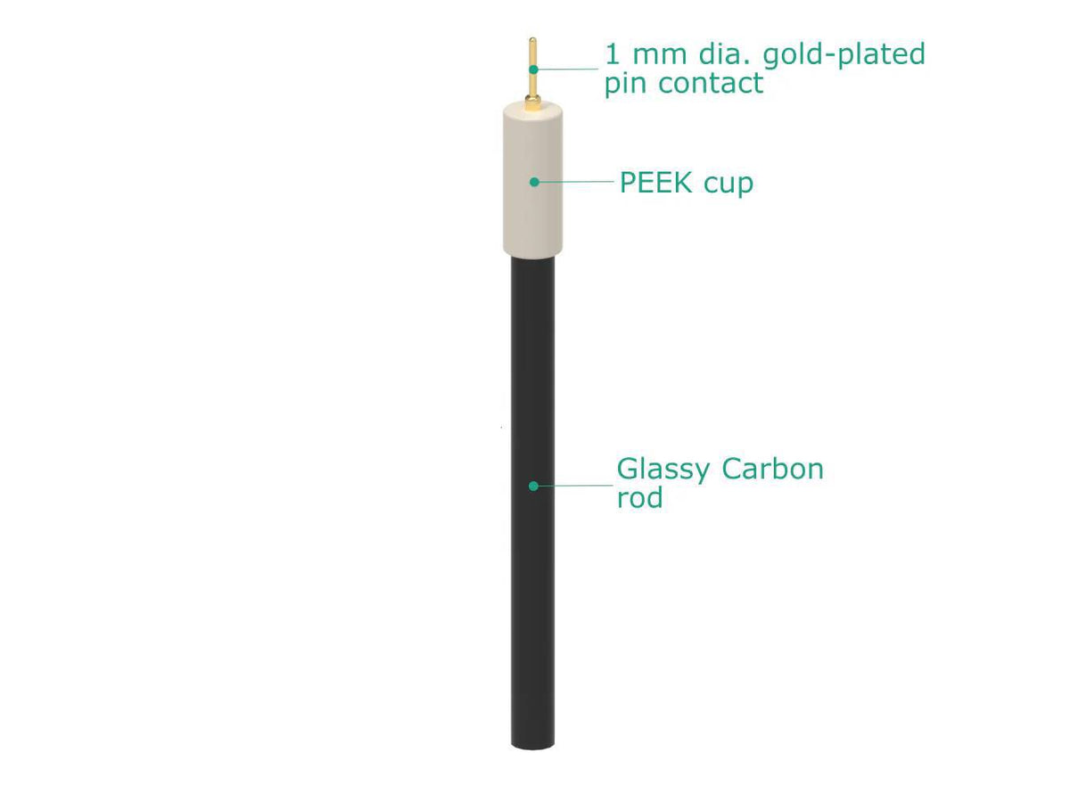 Glassy (Vitreous) Carbon Rod Electrode - GCR 6/60 MM, Electrochemical Products, Redox.me, MSE Supplies