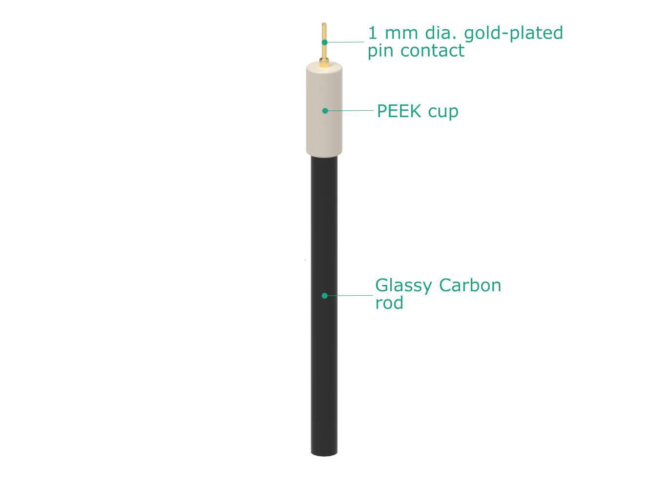 Glassy (Vitreous) Carbon Rod Electrode - GCR 6/60 MM, Electrochemical Products, Redox.me, MSE Supplies