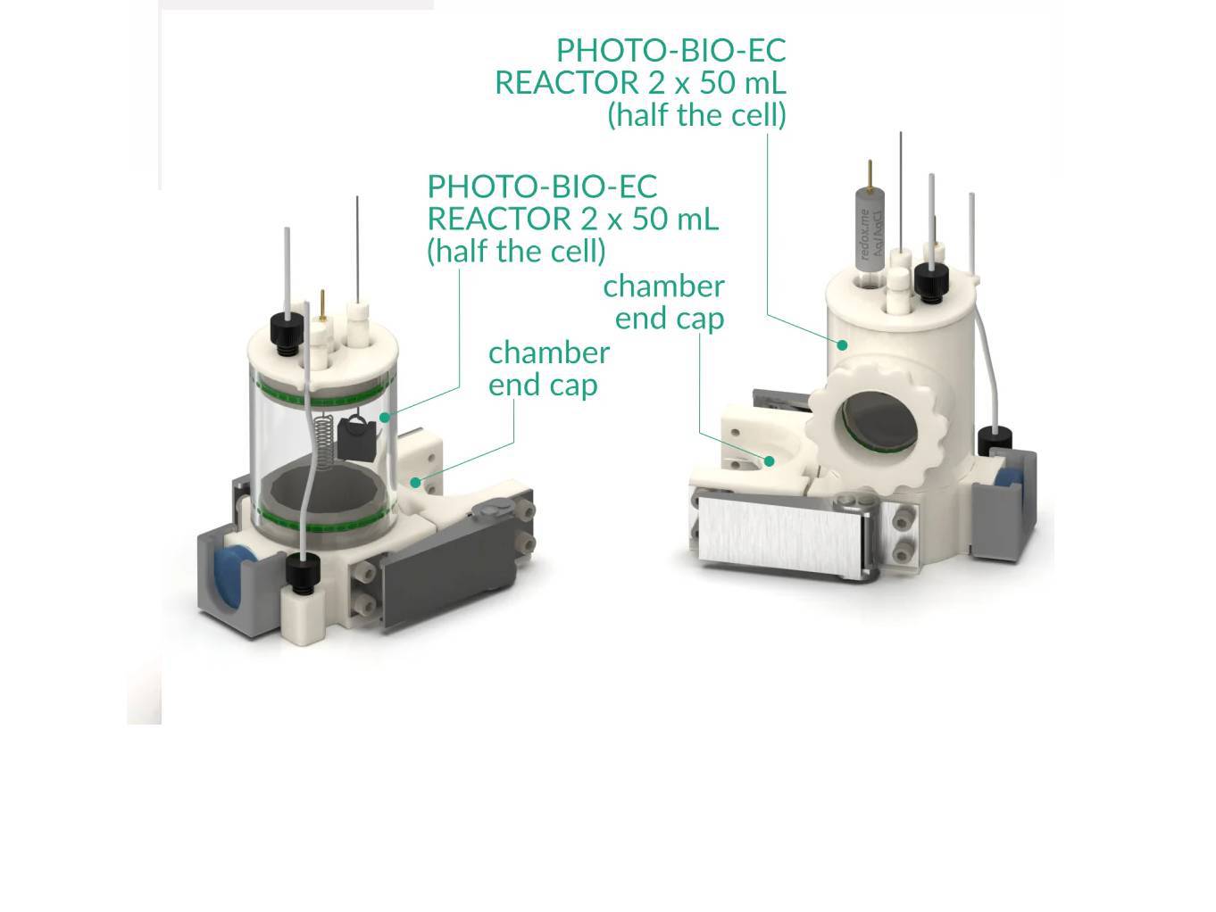 Chamber End Caps For Photo-BIO-EC Reactor - 50 ML, Electrochemical Products, Redox.me, MSE Supplies