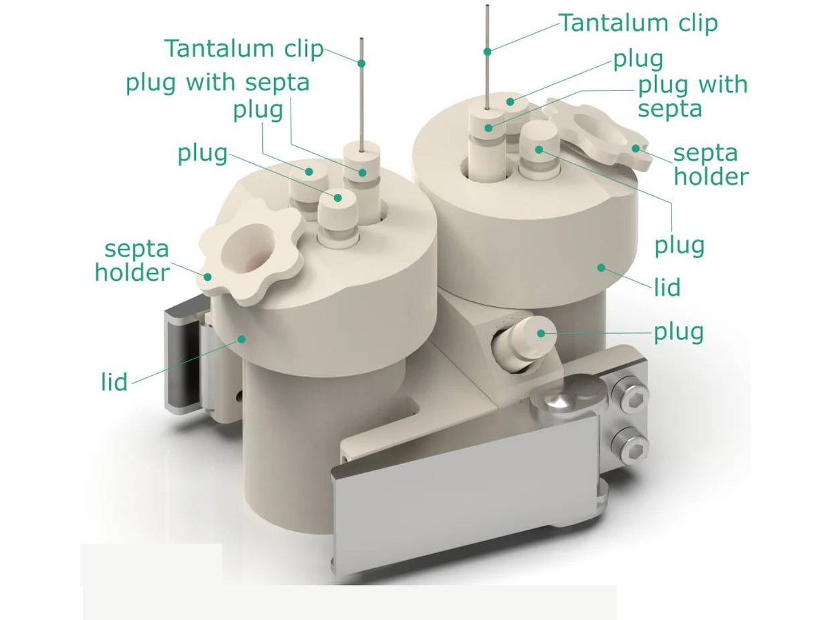 Electrosynthesis Reactor E-Series/Septa, Divided Cell, 2X4-Port, Electrochemical Products, Redox.me, MSE Supplies