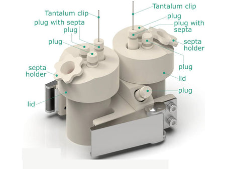 Electrosynthesis Reactor E-Series/Septa, Divided Cell, 2X4-Port, Electrochemical Products, Redox.me, MSE Supplies