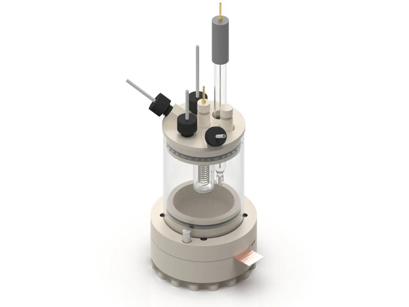 Two-Compartment Bottom Mount Front Contact Electrochemical Cell 50 ML, Electrochemical Products, Redox.me, MSE Supplies