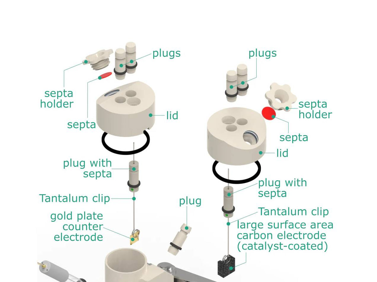 Electrosynthesis Reactor E-Series/Septa, Divided Cell, 2X4-Port, Electrochemical Products, Redox.me, MSE Supplies