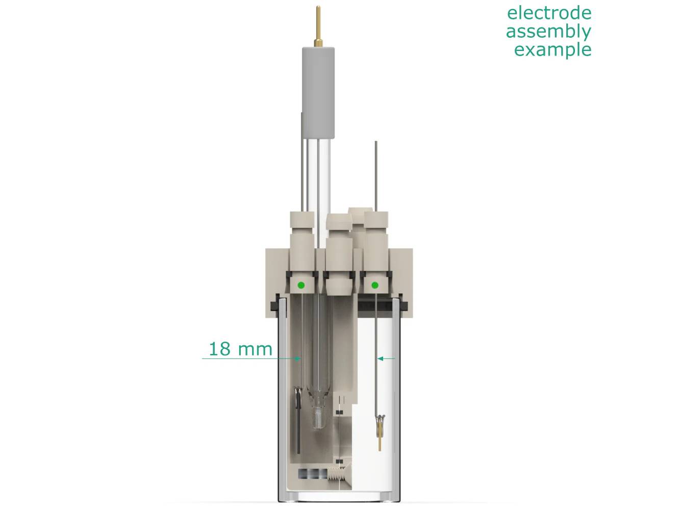 Electrosynthesis Reactor D-Series, 30 MM OD, Divided Cell, 5-Port, Electrochemical Products, Redox.me, MSE Supplies