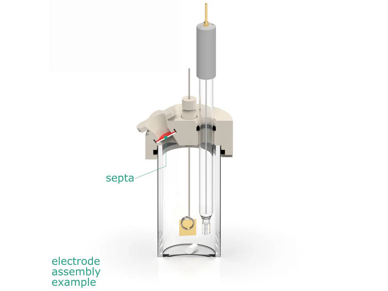 Electrosynthesis Reactor B-Series/Septa, 26 Mm Od, 3-Port, Electrochemical Products, Redox.me, MSE Supplies
