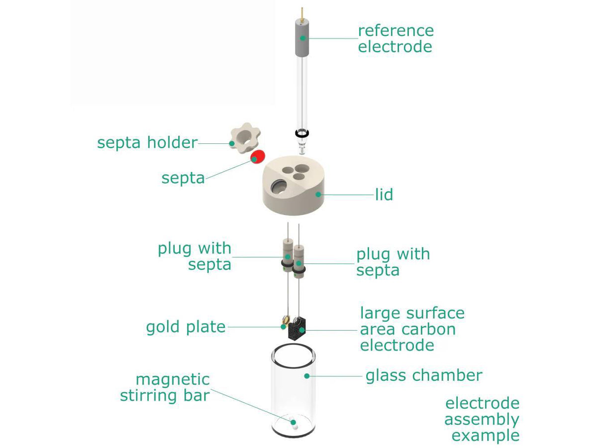 Electrosynthesis Reactor B-Series/Septa, 26 Mm Od, 3-Port, Electrochemical Products, Redox.me, MSE Supplies