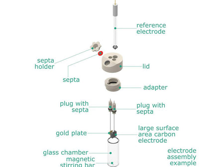 Electrosynthesis Reactor C-Series/Septa, 20 Mm Od, 3-Port, Electrochemical Products, Redox.me, MSE Supplies