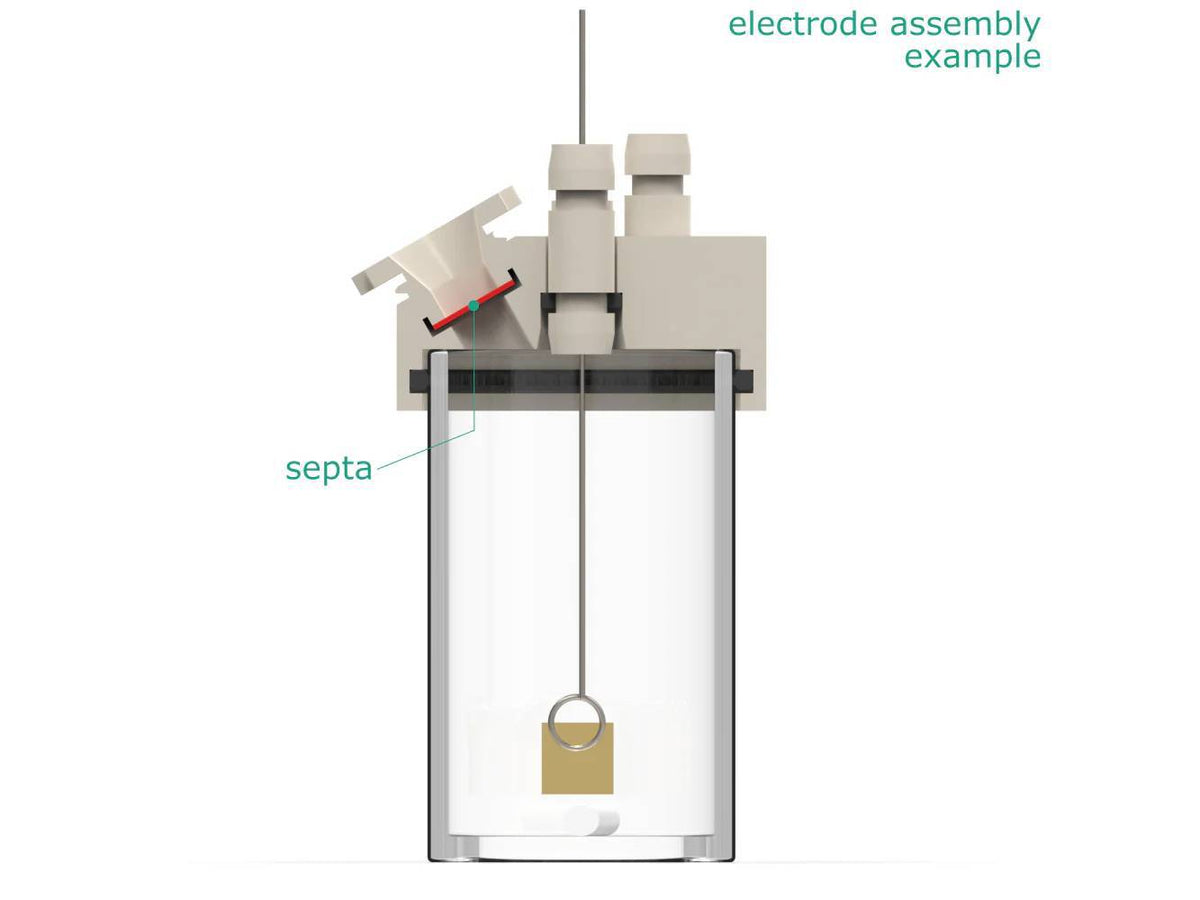 Electrosynthesis Reactor A-Series/Septa, 30 Mm Od, 5-Port, Electrochemical Products, Redox.me, MSE Supplies