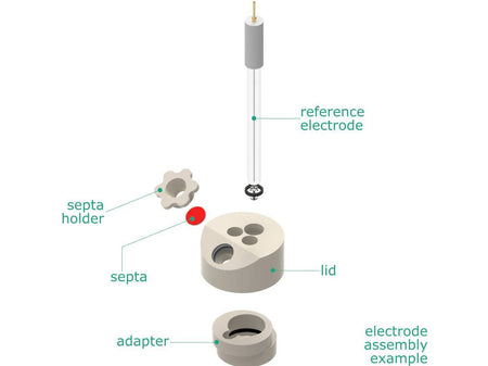 Electrosynthesis Reactor C-Series/Septa, 20 Mm Od, 3-Port, Electrochemical Products, Redox.me, MSE Supplies
