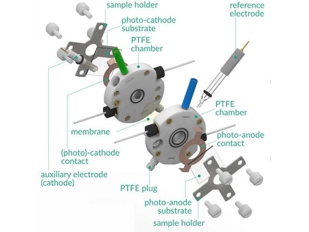 PTFE  Photo-Electrochemical Flow H-Cell, Electrochemical Products, Redox.me, MSE Supplies