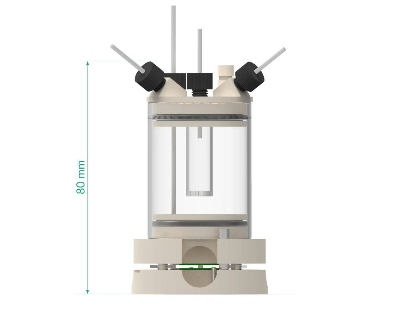 Two-Compartment Bottom Mount Electrochemical Cell 50 Ml, Electrochemical Products, Redox.me, MSE Supplies
