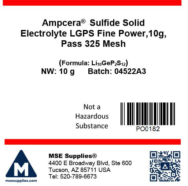Ampcera Sulfide Solid Electrolyte LGPS (Li<sub>10</sub>GeP<sub>2</sub>S<sub>12</sub>) Fine Powder, Pass 325 Mesh, Battery Consumables, Ampcera, MSE Supplies