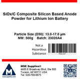 MSE PRO SiOx/C Composite Silicon Based Anode Powder for Lithium Ion Battery, 500g - MSE Supplies LLC
