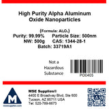 MSE PRO 500 nm High Purity 99.99% Alpha Aluminum Oxide Nanoparticles - MSE Supplies LLC