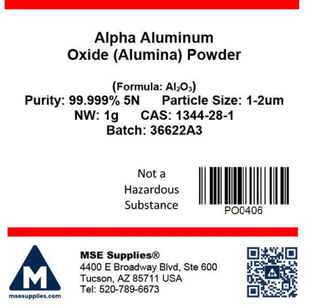 MSE PRO 1 kg, 1-2 um Alpha Aluminum Oxide (Alumina) Al<sub>2</sub>O<sub>3</sub> Powder 99.999% 5N, Chemicals and Compounds, MSE Supplies LLC, MSE Supplies