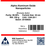 MSE PRO 30 nm High Purity 99.99% Alpha Aluminum Oxide Nanoparticles - MSE Supplies LLC