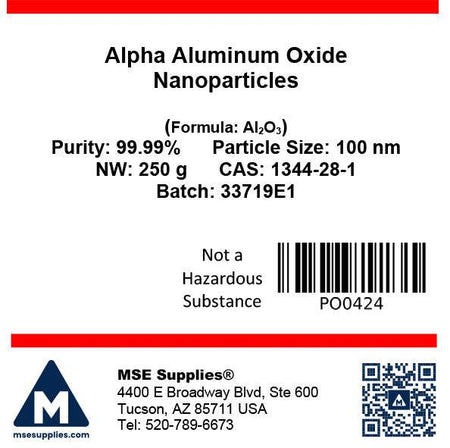 MSE PRO 100 nm High Purity 99.99% Alpha Aluminum Oxide Nanoparticles, Chemicals and Compounds, MSE Supplies LLC, MSE Supplies