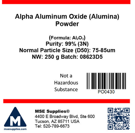 MSE PRO 1 kg, 75-85 um Alpha Aluminum Oxide (Alumina) Al<sub>2</sub>O<sub>3</sub> Powder 99.9% 3N, Chemicals and Compounds, MSE Supplies LLC, MSE Supplies