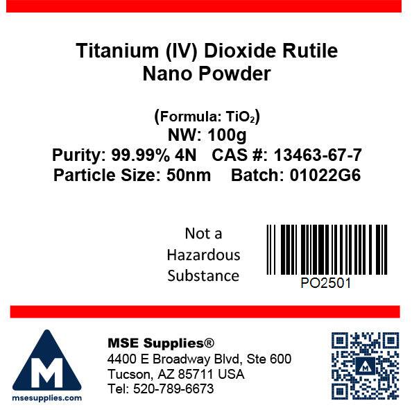 MSE PRO Titanium (IV) Dioxide (TiO<sub>2</sub>) Rutile 99.99% 4N Nano Powder 50 nm, Chemicals and Compounds, MSE Supplies LLC, MSE Supplies