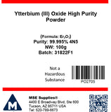 MSE PRO Erbium (III) Oxide (Er<sub>2</sub>O<sub>3</sub>) 99.995% 4N5 High Purity Powder, 100g - MSE Supplies LLC