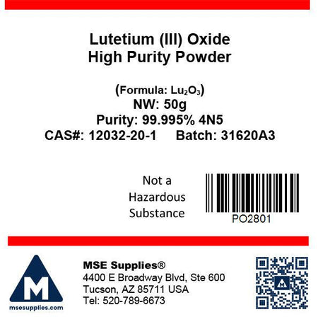 MSE PRO Lutetium (III) Oxide (Lu<sub>2</sub>O<sub>3</sub>) 99.995% 4N5 Powder, Chemicals and Compounds, MSE Supplies LLC, MSE Supplies