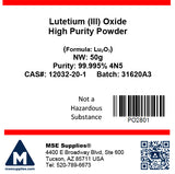 MSE PRO Lutetium (III) Oxide (Lu<sub>2</sub>O<sub>3</sub>) 99.995% 4N5 Powder - MSE Supplies LLC