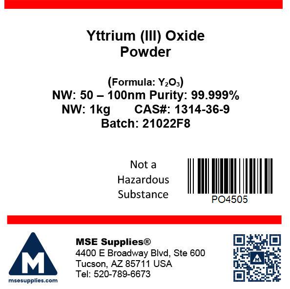 MSE PRO 50-100 nm Yttrium (III) Oxide (Y<sub>2</sub>O<sub>3</sub>) 99.999% 5N Nano Powder, Chemicals and Compounds, MSE Supplies LLC, MSE Supplies